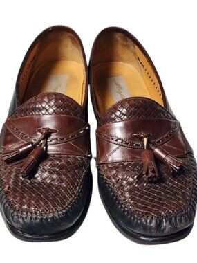Mezlan Santa Cruz Woven Leather Tassel Loafer Two-Tone Size 11M Made in Spain